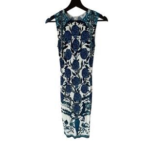 Roberto Cavalli Engineered Print Ploral Jersey Midi Dress Size 38